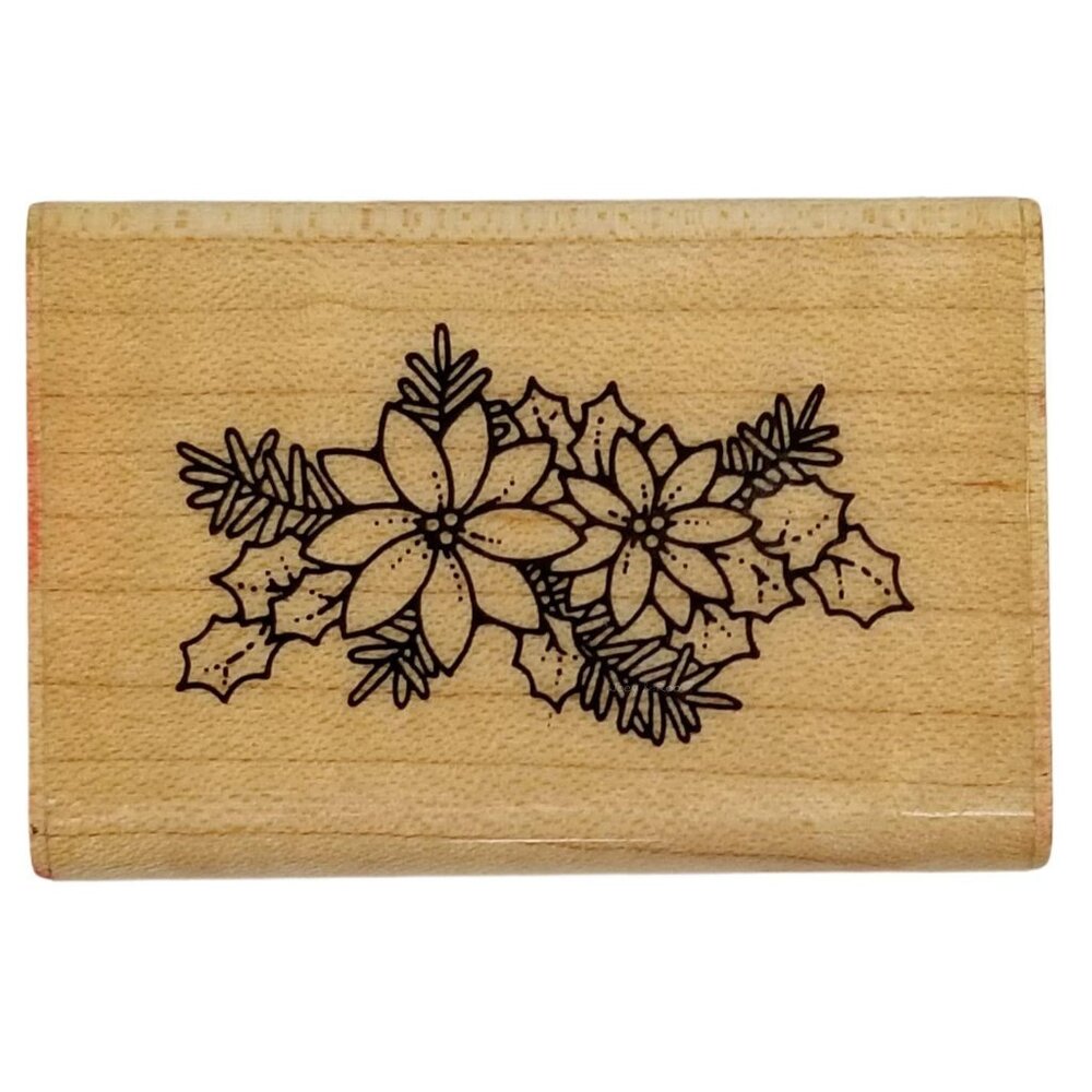 Hero Arts 1985 Vintage Rubber Stamp Flowers and Leaves Wood Crafts Scrapbooking